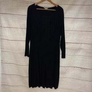 Gently used women's black Boden long sleeve black scallop detail dress size 14L